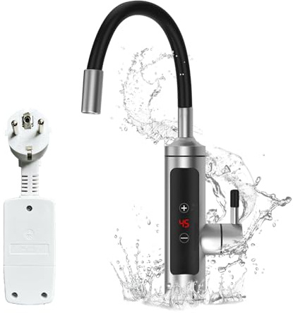 Wasserhahn mit Durchlauferhitzer, 220V Elektrischer sofortiger Wasserhahn Küchenarmatur mit 360 Grad drehbarem Schlauch, Warmwasserbereiter Wasserhahn für Küche Bad