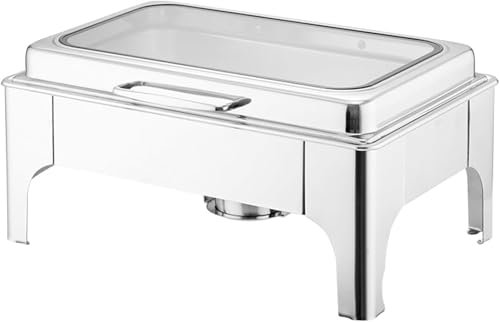 DXDXZDXLUF Chafing Dish Buffet Set,Stainless Steel Catering Serve Chafer,Restaurant Food Warmer, Rectangular Buffet Stove Food Pans and Foldable Frame for Party （A-Single Grid）(Single Grid)