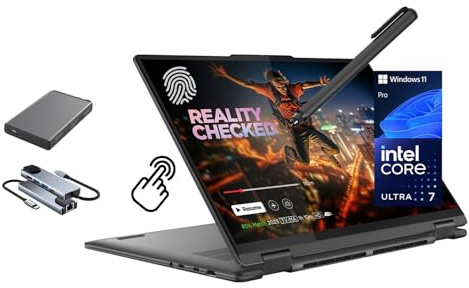Lenovo Yoga 7 7i 2 en 1 portátil con pantalla táctil, 16 pulgadas 2K IPS, Intel Ultra 7 155U (Beats i7-1355U) AI Boost NPU, 16 GB RAM, 512 GB SSD + unidad portátil de 500 GB, retroiluminada, FP, lápiz