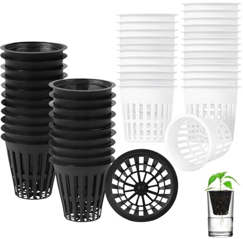 Vasetti a rete idroponica, 60 pezzi Cestino per Piante Idroponiche, Cesto Idroponico Piantare Maglia Netto, Idroponica Pentola Cesti, Vasi in Rete per Garden Coltivazione di Piante