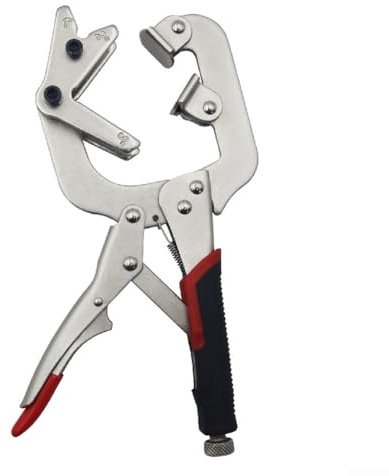 Adjustable Pipe Pliers, 10 Inch Welding C Clamp Locking Pliers, 270° Rotary Grip Tube Clamp for 1-3 Inch Square/Round Tubes, Non Slip Vice Grip Welding Tool for Aligning, Woodworking