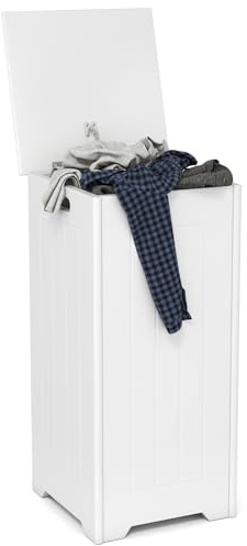 LIFEZEAL Cesto Para la Ropa con Bolsa Interior, Cubo Ropa Sucia con Tapa Bisagra de Metal y Empuñadura Lateral, Armario con Grande Capacidad para Baño, 30 x 30 x 61 cm (Incluyendo la bolsa interior)