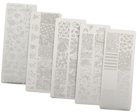 Beaupretty Lot de 5 Plaques de Nail Art Petite Taille en Acier Inoxydable, Modèles de Tampons pour Ongles Solide, Kit Créatif pour Manucure Été Animaux et Monde Sous-marin