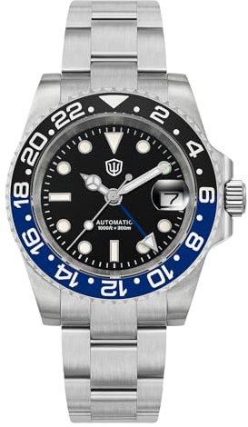 watchdives Sub GMT-Uhren für Herren WD16760, NH34 Automatische Armbanduhr Taucheruhr, 40 mm Keramiklünette Saphirglas 300 M Wasserdicht