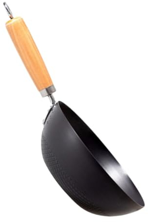 TOYANDONA Poêle Wok Fer sans Revêtement Compatible Cuisinière Électrique Cuisson Polyvalente pour Maison et Restaurant Design Simple et Facile à Nettoyer