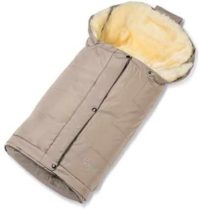 Fellhof Lammfell Fußsack Kitzbühel | Kinderwagen Universalmodell | verstellbar ca 40/45 x 86/106 cm | Merino Lammfell innen Wind- und wasserabweisend außen | 3- und 5-Punkt-Gurte