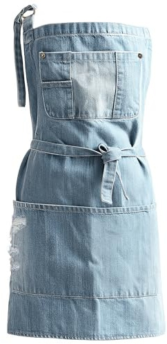 Jowcud Küchenschürze mit Tasche, Verstellbare Arbeitsschürze im Vintage-Look für Frauen und Männer, Ideal für Kochen, Gartenarbeit, Friseur und Café