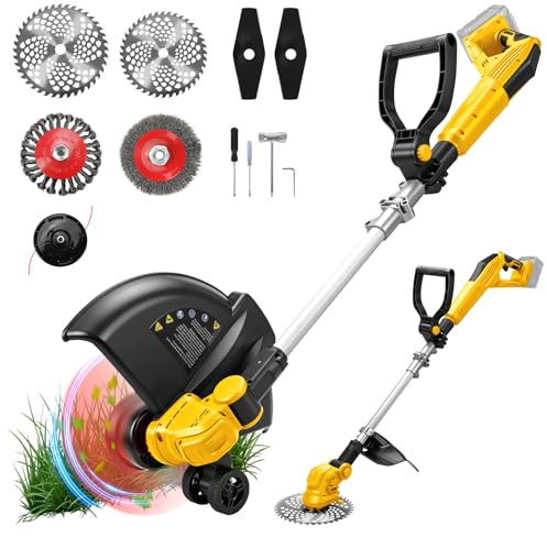 Cortabordes Inalámbrico Compatible con Dewalt 18V 20V(sin batería), Desbrozadora con Cepillo para Maleza, 4 Tipos de Cuchillas, Motor sin Escobillas para Césped, Jardín, Patio
