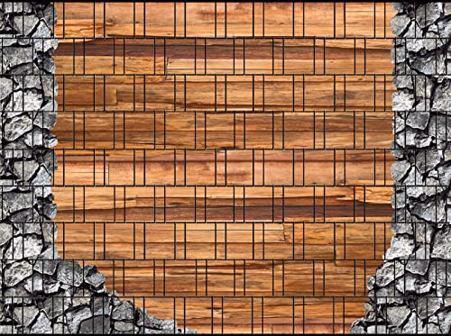 zaun|zu Holz & Bruchstein - Bedruckter Sichtschutzstreifen für den Doppelstabmattenzaun | moderner Motivdruck | Garten-Deko | Sichtschutz Rolle | Vlies | Windschutz 2,5m x 1,8m