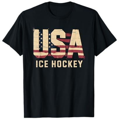 Camiseta De Hockey con Bandera Americana para Hombre Y Niña, Camiseta