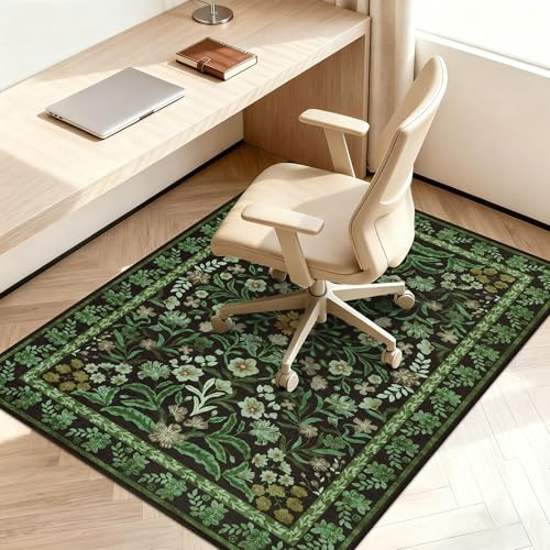 Edlbaegy Teppich Bürostuhl Geeignet Bodenschutzmatte 120x150cm Grün Rutschfeste Bodenschutzmatte Bürostuhl für Hartböden Vintage Bürostuhl Unterlage Schreibtischstuhl Unterlage für Laminat und Fliesen