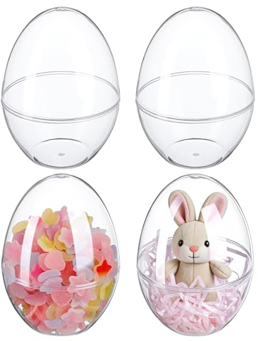 KHBUAB Boîtes D'emballage de Bonbons D'œuf de Pâques Lot de 4 en Plastique Transparent Design Polyvalent Fond Plat, pour Mariages et Fiançailles