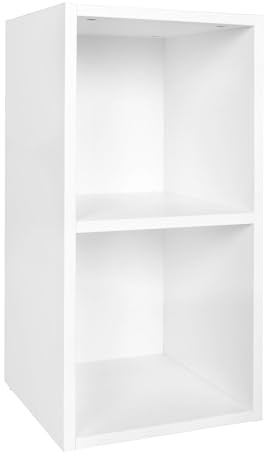 FineBuy Standregal 30x30x60 cm Weiß, Bücherregal Schmal mit 2 Fächern | kleines Regal für Bücher und Deko, Ablageregal für Wohnzimmer, Bad und Flur, freistehend, pflegeleichte Oberfläche