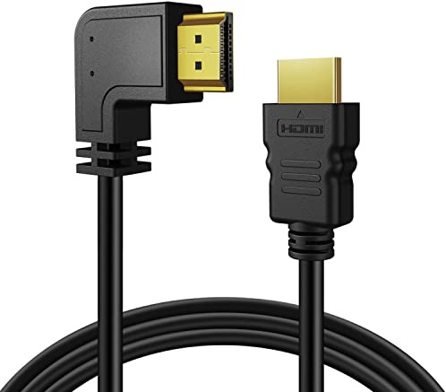 TNP HDMI Kabel abgewinkelt 90 Grad, 4k gewinkelt 90 Grad Winkelstecker - 2m, Eckstecker, für Blu-Ray-Player, Kabelbox, Apple TV, Roku, kompatibel zu HDMI 2.0/1.4, schwarz