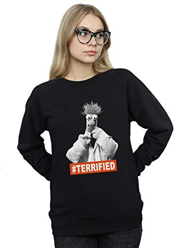 Disney Women's The Muppets Beaker Terrified Sweatshirt Black Medium