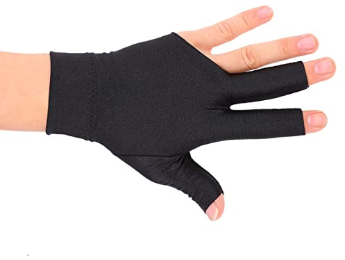 Akozon Snooker-Handschuh, Left Hand Open DREI-Finger-Spandex-Handschuh Billard Cue Pool Gloves