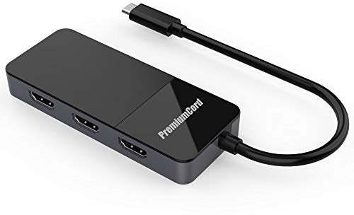 PremiumCord MST Adaptador USB-C a 3X HDMI 2.0 para Monitores de hasta 8K @ 30Hz (Tres Veces 4K), Extendido + Duplicado + Duplicado Modos, Color Negro