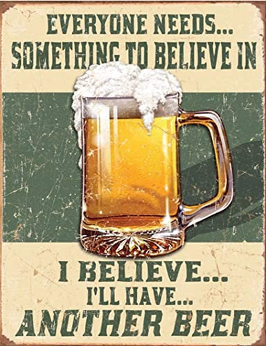 Believe in Beer Party Booze Lager Vintage Retro Man Cave Bar Pub Shed Novelty Gift Aluminium Metal Tin Wall Décor Sign