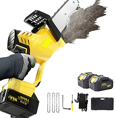 APOE Motosierra Bateria Pequeña, 25cm Mini Motosierra de Poda Inalámbrica Portátil con Cargador y Baterías, Tijeras de Podar Electricas de 21V y 850W, Ligero 1.6kg