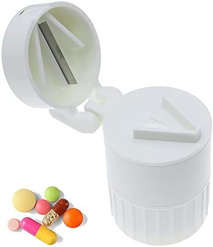 App Life Taglia Pillole 4 in 1 - Frantuma/Trita Porta Pillola Bicchiere Portatile - Lama per Grandi Pillole, Piccole Pillole