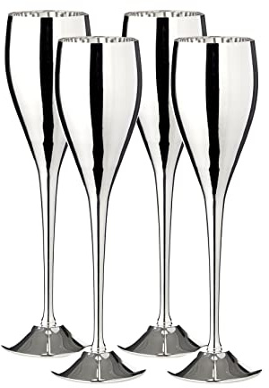 Edzard Set di 4 flute da spumante Dodo (200 ml) argentate - calici per vino, champagne