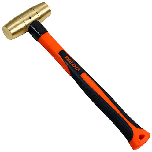WEDO Icke-gnistande mässing trumtyp hammare, gnistfri säkerhet mässing trumtyp hammare, icke-magnetisk, formsmide, korrosionsbeständig, DIN-standard, 2,3 kg
