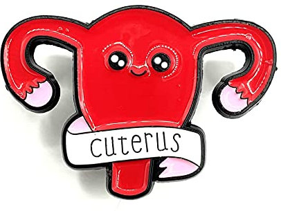 Broche en métal émaillé Cuterus rouge utérus féminin, Métal