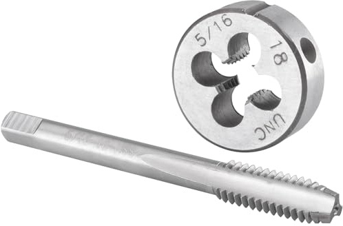 Burkit Gewindeschneider-Set für Rechtshänder, 0,8 cm - 18 UNC | 5/16 x 18 UNC Maschinengewindebohrer und runde Schneideisen zum Schneiden oder Reparieren von Gewinden auf Metall.