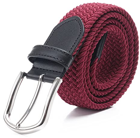 DWOY Cintura elastica in tessuto Cintura intrecciata per donne e uomini, rosso vivo, 125 cm