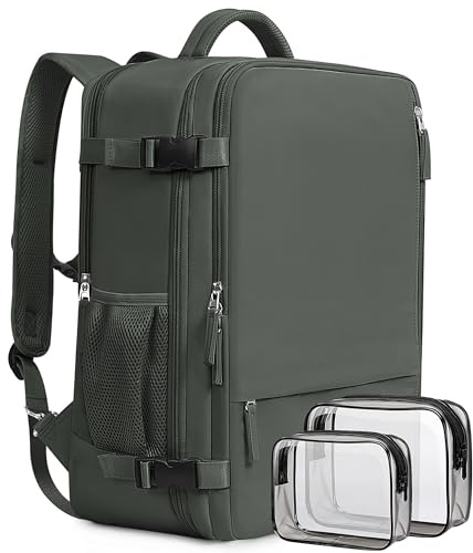 Beraliy Travel Backpack for Men Women, Carry On Backpack, 16 Inch Laptop Backpack, Waterproof Hiking Backpack, Casual Outdoor Daypack College Bag, Olive-green