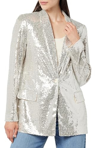 The Drop Blazer da Donna, Blake, Lungo, con Paillettes Argentate, M