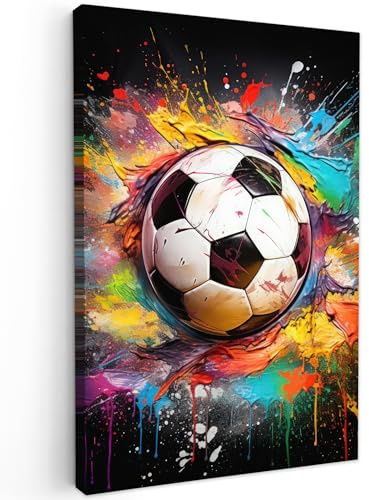 MuchoWow© Wandbilder 40x60 cm Schlafzimmer Home Deko Wohnung Bild Wohnzimmer Fotoleinwand Wand Bilder Leinwand Wall Decor Banksy - Street Pop Art - Fußball - Farbe - Farben - Schwarz - Weiß