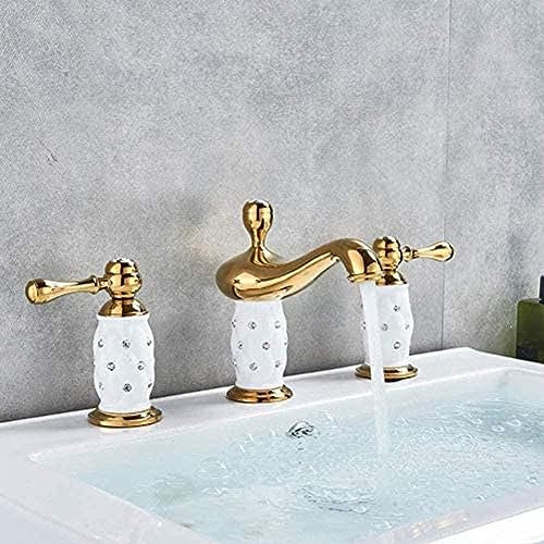 Wasserhahn, Küchenarmatur, Badezimmer-Waschtischarmatur, Goldornament, Doppelwaschbecken, Wasserhahn, Wasserhahn, Diamant-Dekoration, heißer und kalter Behälter, Waschbecken-Wasserhahn