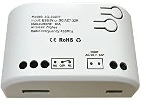 Punxasl Smart Relais Schaltmodul, Zigbee 1CH Wireless Remote Smart Garagentoröffner AC 7–32 V/USB 5 V Smart Life Fernbedienung Trockenkontakt Momentry Switch