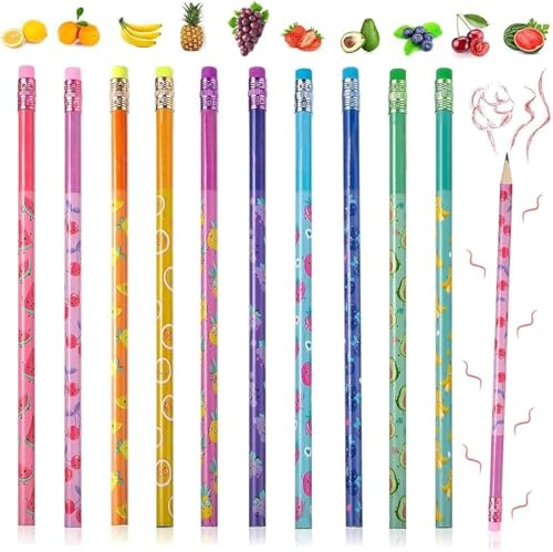 LATERN 60 Stück Duftstifte für Kinder, 17CM Bleistifte mit Fruchtduft HB Graphitstifte Bunte Lustige Holzstifte mit Radiergummis für Jungs Mädchen Schule Schreibwaren Party Belohnen (10 Stile)
