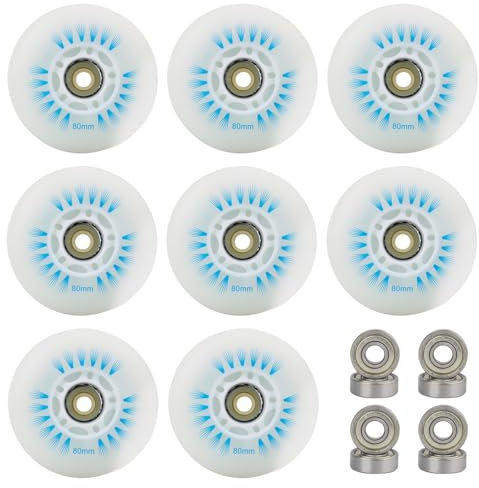 MEYAGOT 8 Stück Inline Skate Rollen, 80mm Inline Skate Wheels, Inline Rollschuh, Ersatz Inline Skate Rollen Skateboards Scooter Rollschuh-Skating-Räder Gepäckräder, Stützräder Für Scooter(Blau)