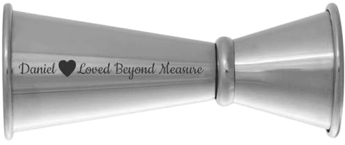 Personalised Valentine's Day Spirit Measure - Stainless Steel Jigger - Loved Beyond Measure Engraved with Name