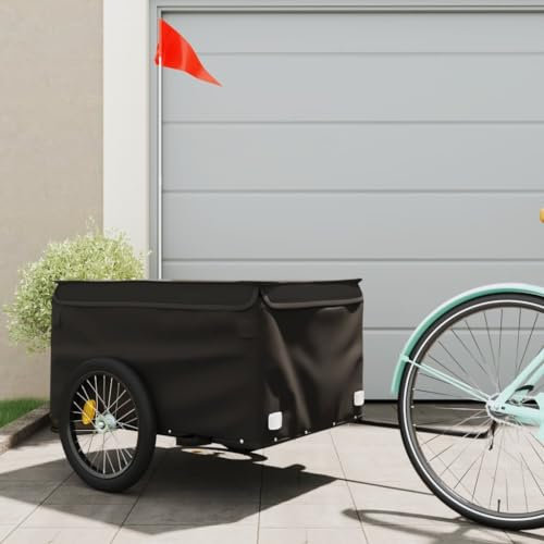 LAPOOH Lastenanhänger für Fahrrad Schwarz 45 kg Eisen, Fahrradanhänger, Lastenanhänger Fahrrad, Anhänger Fahrrad, Lastenanhänger Für Transport - 94094