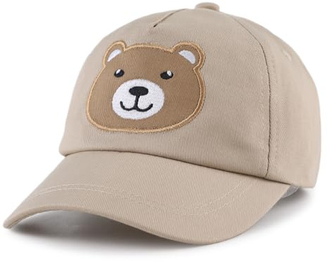 XIAOHAWANG Baseball cap Bambini Berretto da Baseball Estivo Cappellino Visiera Regolabile per Ragazze dei Ragazzi Cappello di Protezione UV per 2-10 Anni (Beige Orso, 6-24 Mesi)