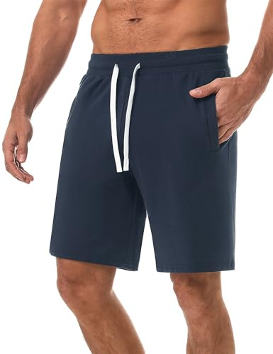 iClosam Kurze Hosen Herren Sporthose Jogginghose Shorts Bermuda Sommer Baumwolle Stretchstoff Sport Shorts mit Kordelzug und praktischen Taschen