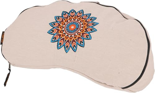GURU SHOP Yoga Kissen Mond, Yogakissen, Bedrucktes Meditationskissen mit Dinkel Füllung - Leinenfarben, Baumwolle, 22x43x20 cm