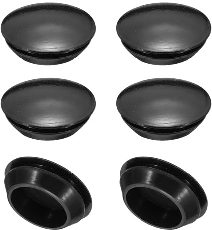 PATIKIL 6 Stück 30mm Durchmesser Silikon Abdeckkappen für Bohrlöcher, in Riegelform Möbel Lochverschluss Knopf Schutzabdeckung Gummistopfen für 30mm Loch zur Abdichtung, Schwarz.