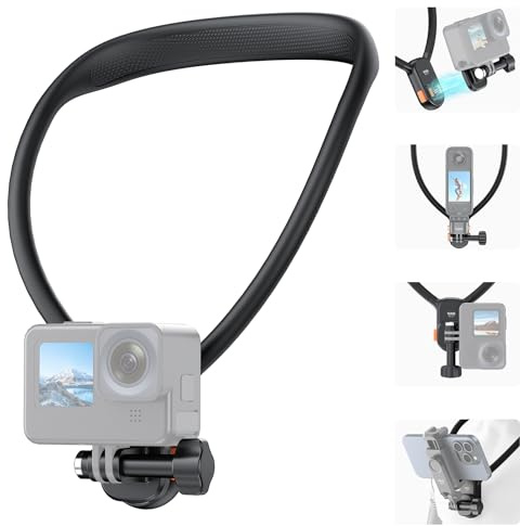 VRIG AC-01 Magnetic Neck Mount for Action Camera, One-Click Quick Release & Claw-Mini Adapter Mount for Go Pro Hero 13/12/11/10/9, for DJI Osmo 360, Action 5 Pro/4, for Insta 360 Ace/Ace Pro 2