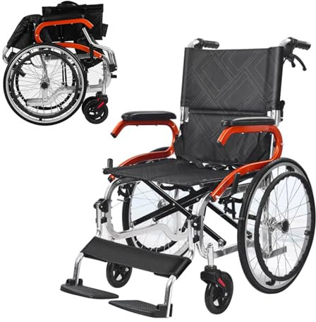 CVNIMV Faltbarer, tragbarer, selbstangetriebener Rollstuhl, 220 Pfund Tragkraft, manueller Multifunktionsrollstuhl aus Aluminium, Standard-Klapprollstuhl für Erwachsene