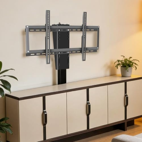 Motorisierter TV Lift geeignet für 32-70-Zoll-Fernseher, elektrische tv Halterung Höhenverstellbereich 730-1730 mm, Tragfähigkeit 60 kg, Max600×400 mm, Kann im Schrank versteckt Werden(Lift 73cm)