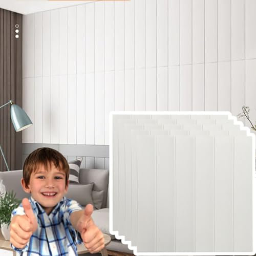 HAILMGAY 3D Paneele Wand Zum Abziehen Und Aufkleben, Weiße Wandverkleidung Innen Wandpaneele Zum Kleben Aus Schaumstoff Im Used-Look Deckenpaneele Selbstklebend Für Badezimmer Dekorativ,30Pcs