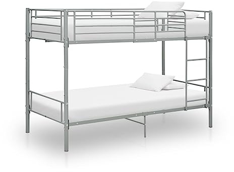 Willood Etagenbett Stockbett Hochbett Etagenbettgestell Grau Metall 90×200 cm