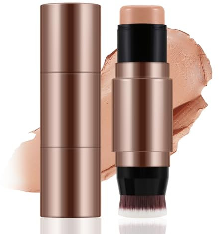 Apooliy Stick contour et correcteur 2 en 1 avec pinceau, stick crème bronzante, stick de maquillage visage waterproof, couvrance totale, longue tenue