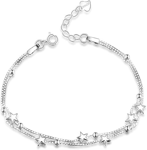 BOHJPIS Justerbar 925 Silver Hjärta Armband för Kvinnor och Flickor - Vänskapsarmband Presenter