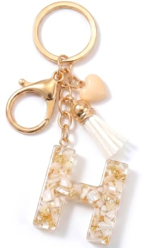 Vorysum Schlüsselanhänger Buchstabe Anhänger Marmor Harz Mit Anfangsbuchstaben Mädchen Schlüsselringe Herzförmig Personalisiert Frauen Keychain A-Z